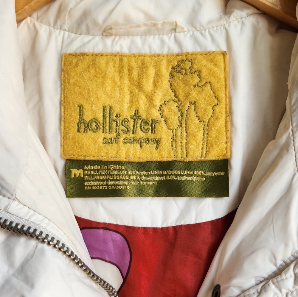 HOLLISTER CO Vintage Feather Down White Puffer Jacket Womens Size M - Picture 4 of 9